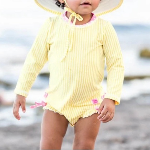 Other - RuffleButts Baby Girls Swimsuit with UPF 50+ in Banana Yellow